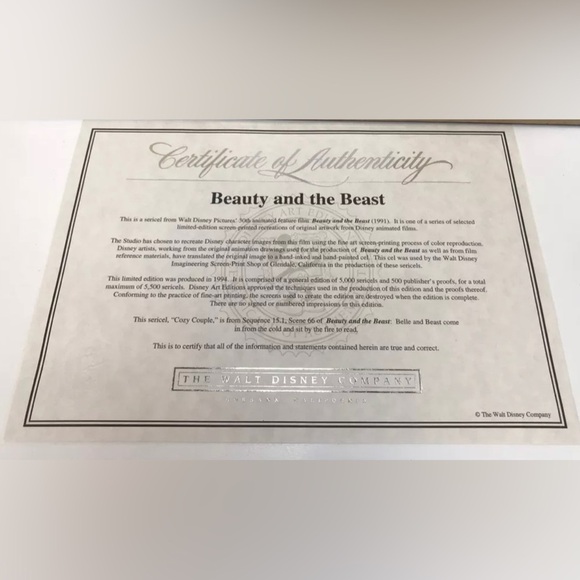 DISNEYS’ BEAUTY & THE BEAST "COZY COUPLE" SERICEL -LIMITED EDITION- ©️1994 - Picture 4 of 4